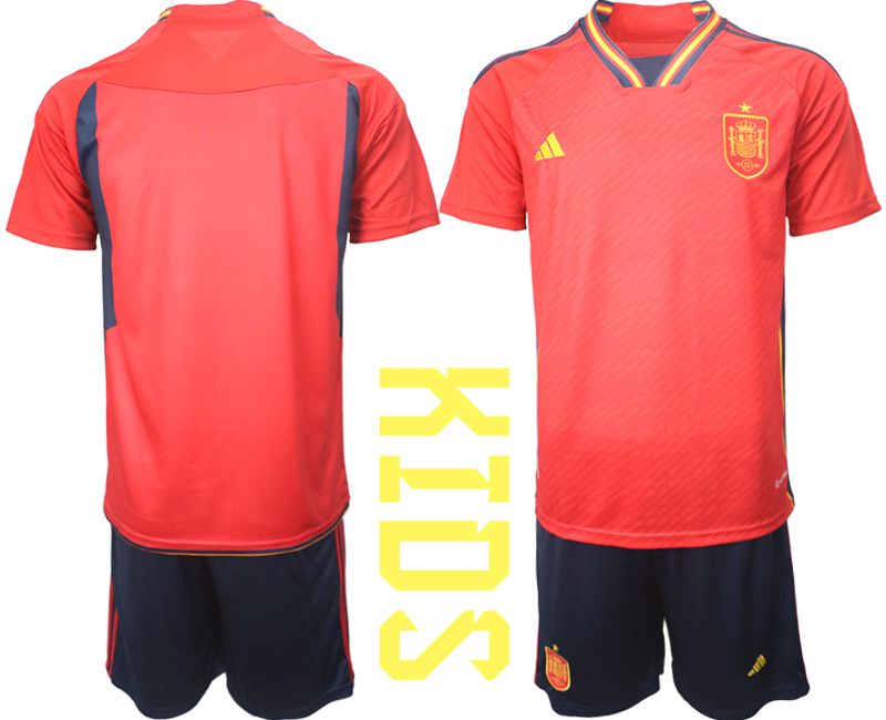 Youth 2022 World Cup National Team Spain home red blank Soccer Jersey